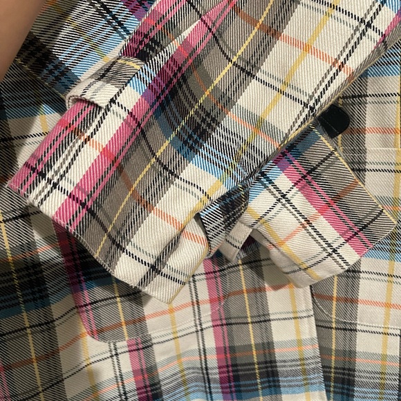 Christopher & Banks multi color plaid long jacket - Picture 3 of 6